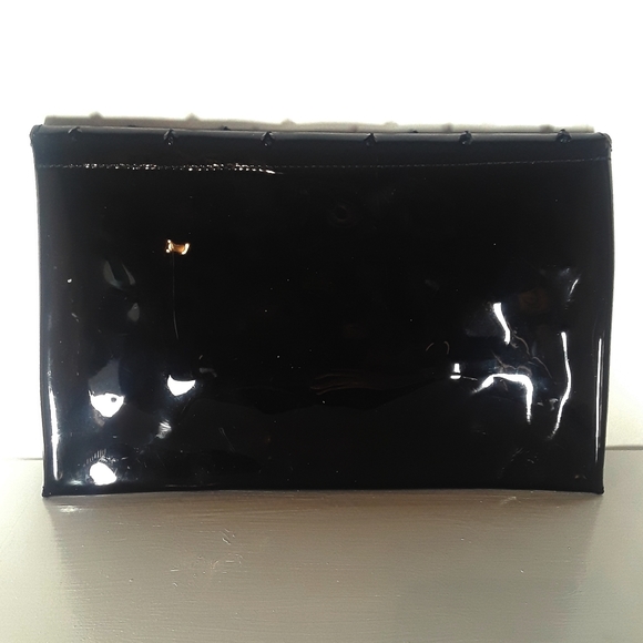BCBGMAXAZRIA Rhinestone Black Semi Sheer Envelope Clutch NWT - Picture 7 of 13